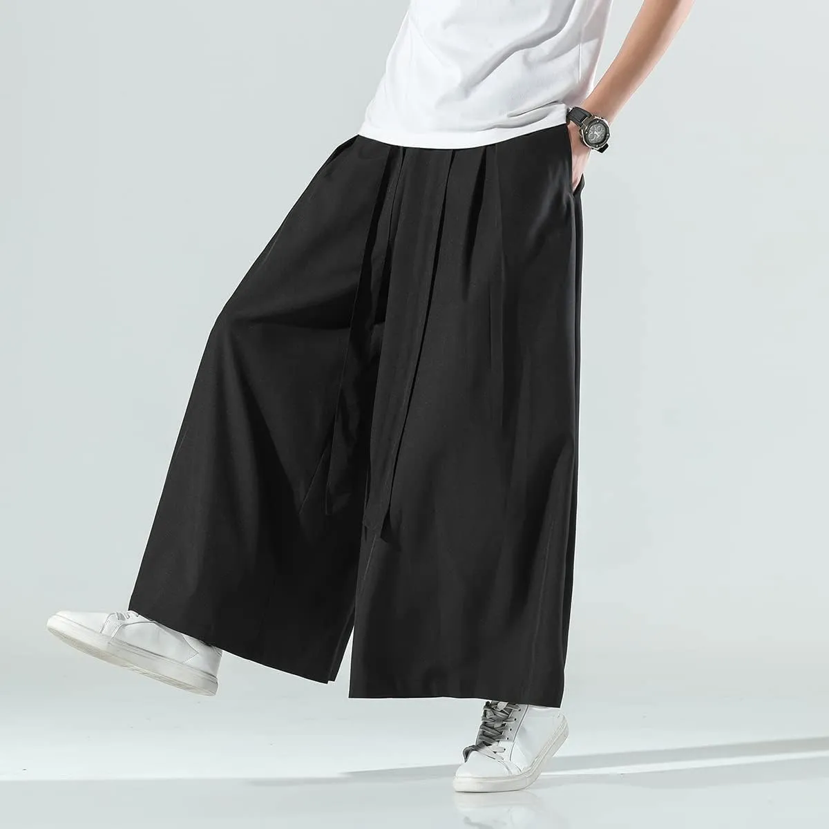 Seidarise Men's Wide Leg Casual Harem Linen Japanese Yoga Harem Pants Hip hop Joggers Baggy