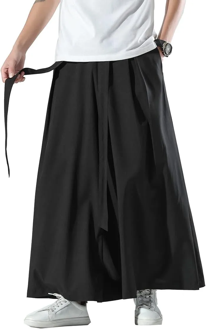 Seidarise Men's Wide Leg Casual Harem Linen Japanese Yoga Harem Pants Hip hop Joggers Baggy