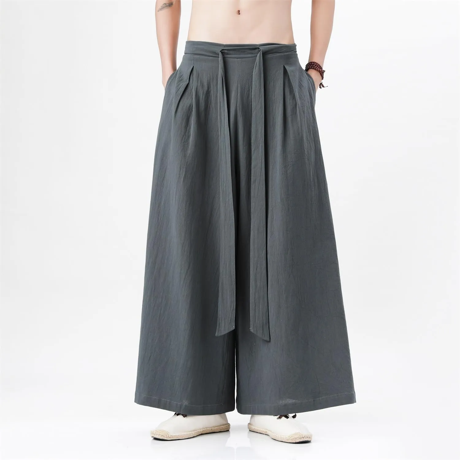 Seidarise Men's Wide Leg Casual Harem Linen Japanese Yoga Harem Pants Hip hop Joggers Baggy