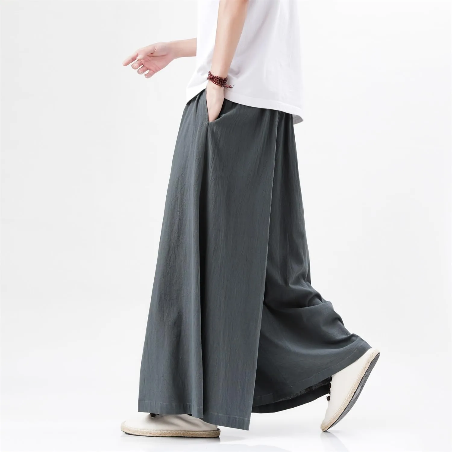 Seidarise Men's Wide Leg Casual Harem Linen Japanese Yoga Harem Pants Hip hop Joggers Baggy