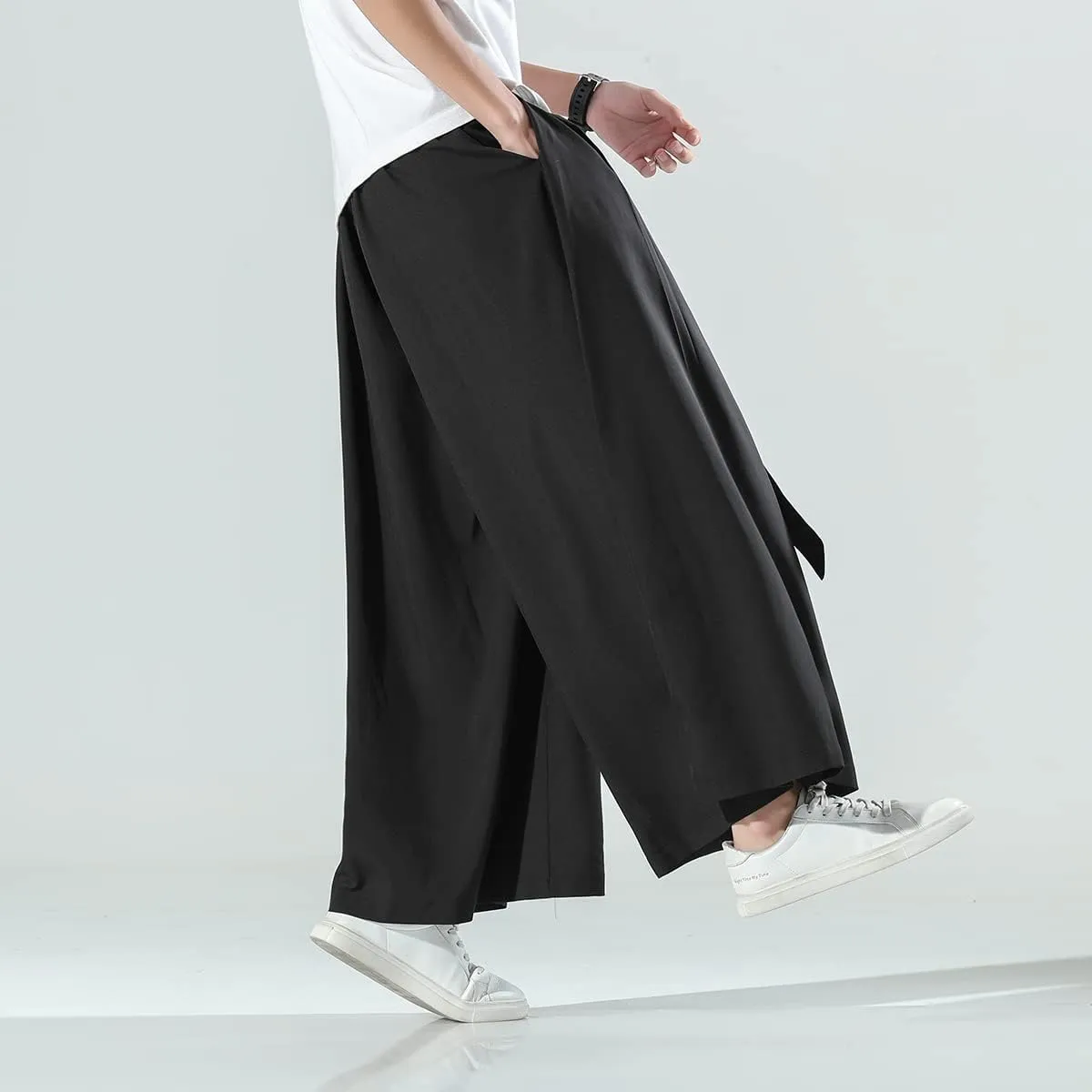 Seidarise Men's Wide Leg Casual Harem Linen Japanese Yoga Harem Pants Hip hop Joggers Baggy