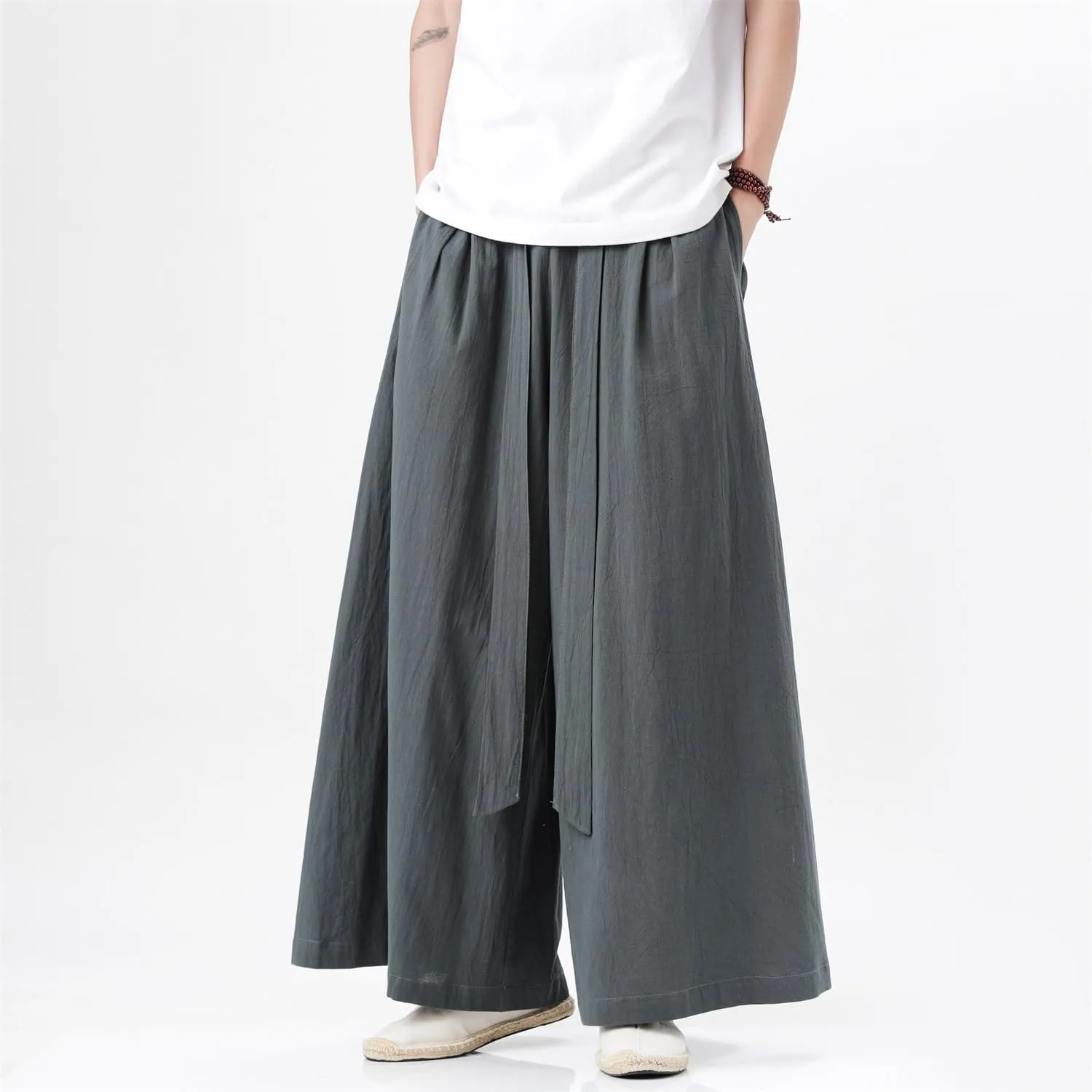 Seidarise Men's Wide Leg Casual Harem Linen Japanese Yoga Harem Pants Hip hop Joggers Baggy