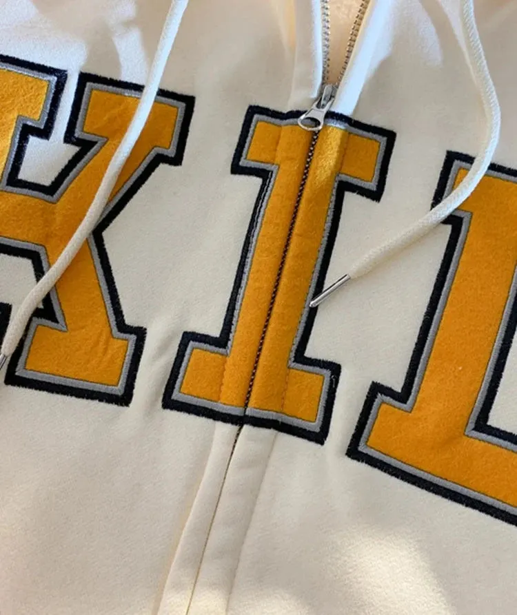 Simple Letter Casual Female Sweatshirts Zip-up Loose O-neck Fashion Women's Hoodies Winter Basic Office Ladies Streetwear