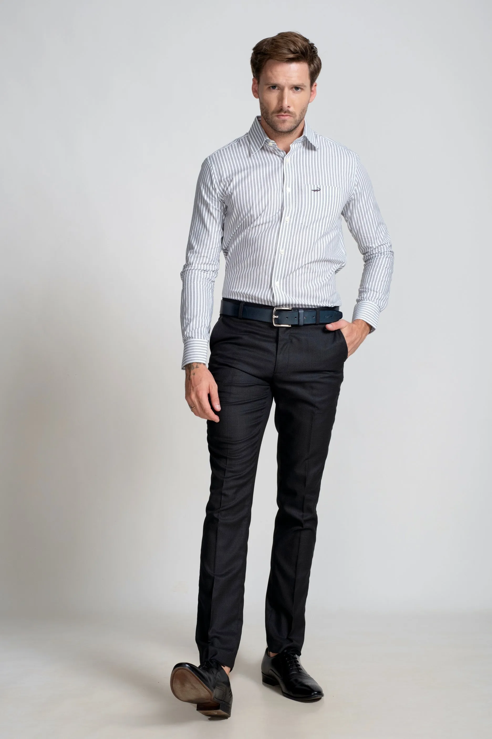Slim Fit Long Sleeves-Formal Shirts  - Moonless Night