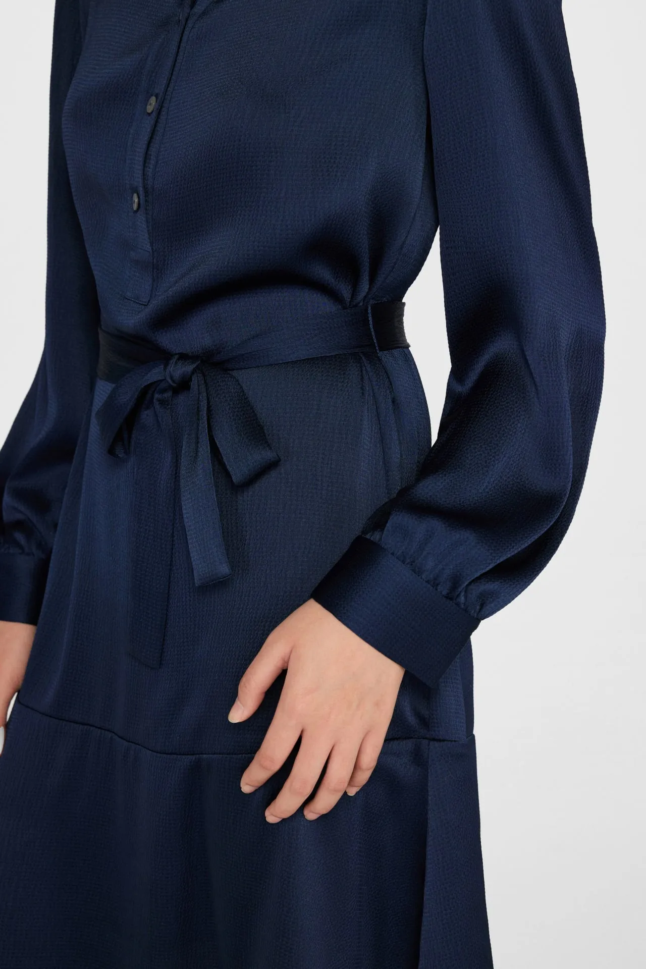 Sonia Textured Seersucker Shirt Dress with Cloth Belt