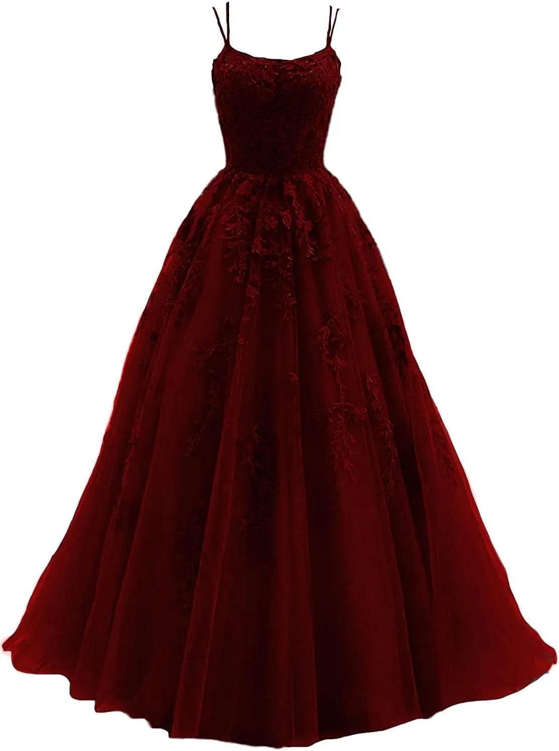 Spaghetti Lace Tulle Prom Dresses A-line Ball Gowns for Women Formal Wedding Evening Dress