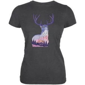 Sunset Buck Dark Heather Juniors Soft T-Shirt