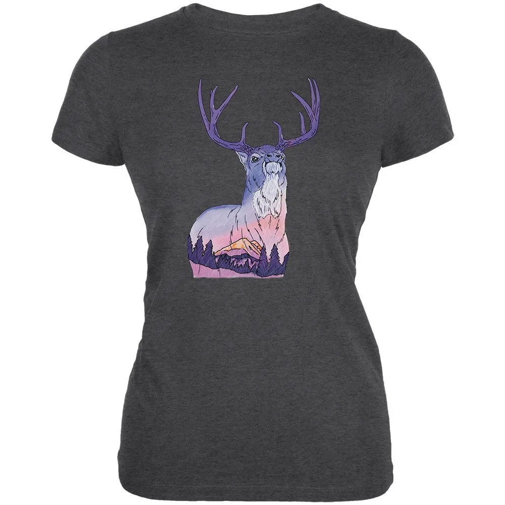 Sunset Buck Dark Heather Juniors Soft T-Shirt