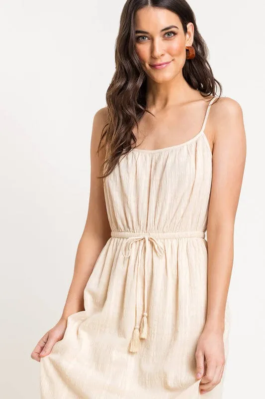 Textured Crochet Midi Dress - Natural