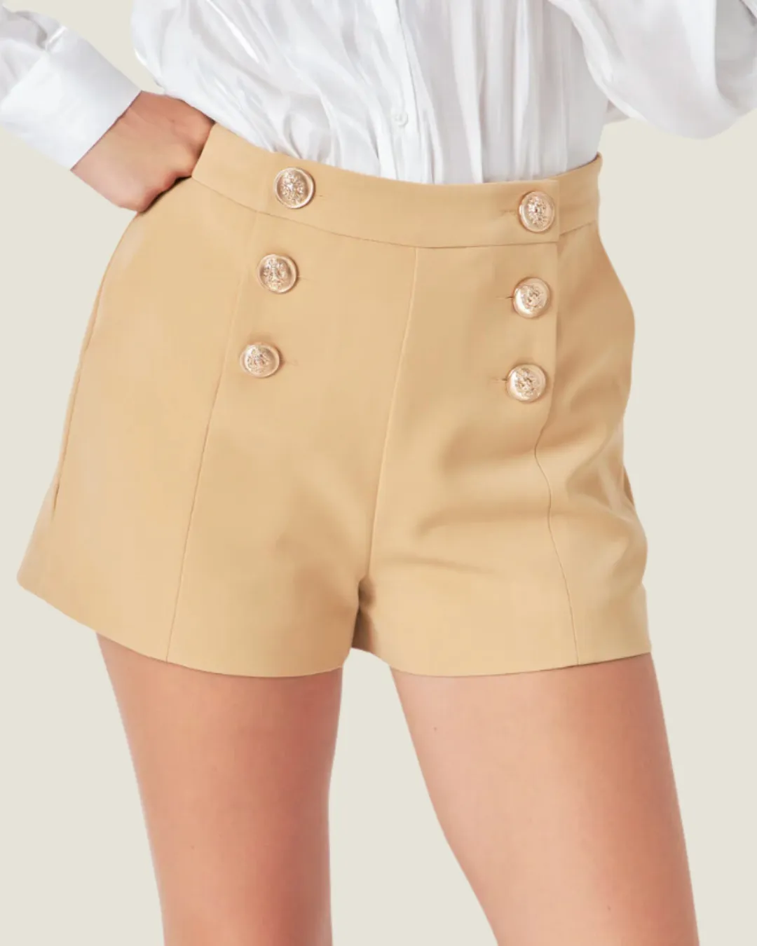 The Cari: Gold Button Detail Shorts