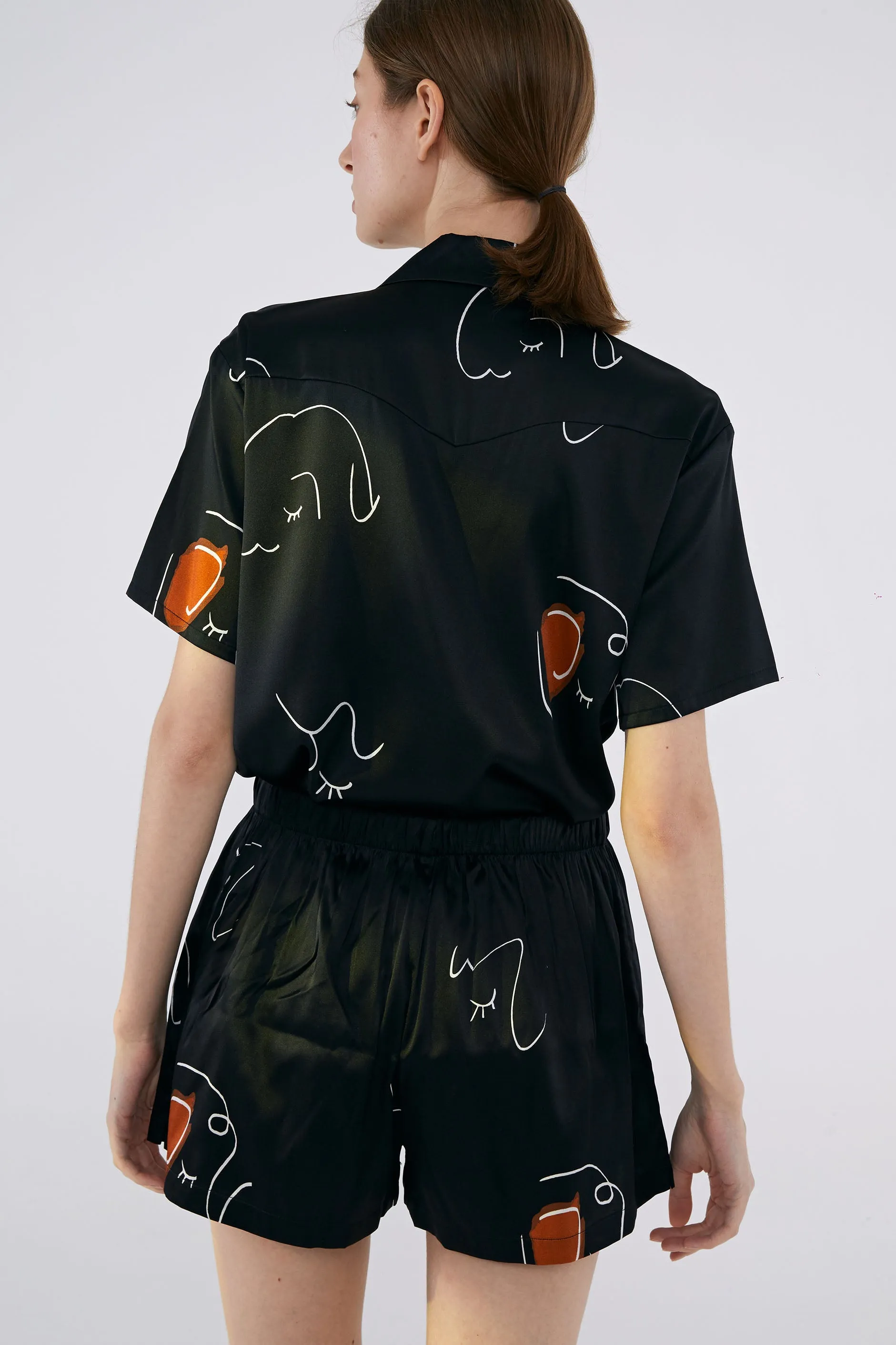 The Dream Short Silk Pajamas Set - Black