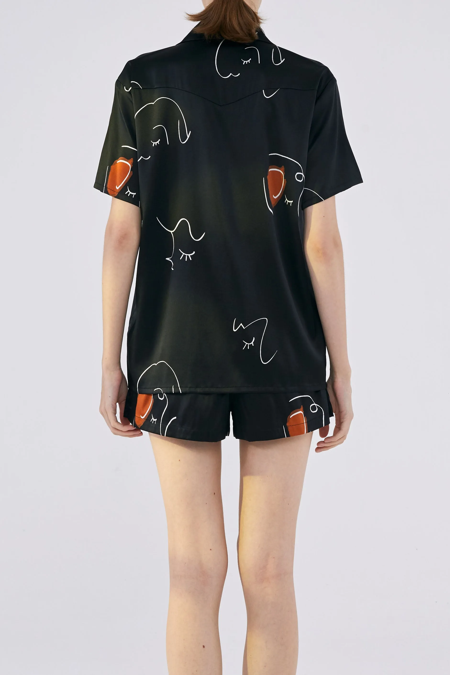 The Dream Short Silk Pajamas Set - Black