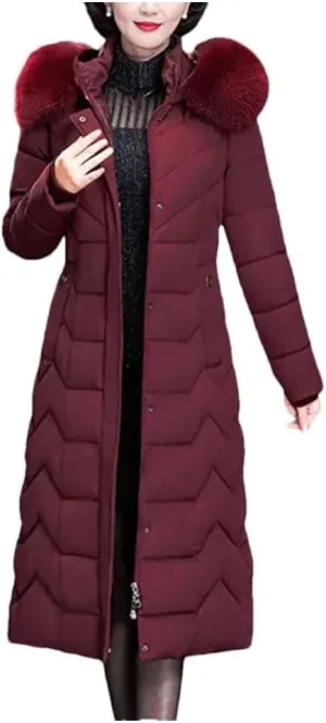Thicken Warm Parkas Hooded Winter Jacket Women Long Cotton-Padded Middle Aged Mother Coat