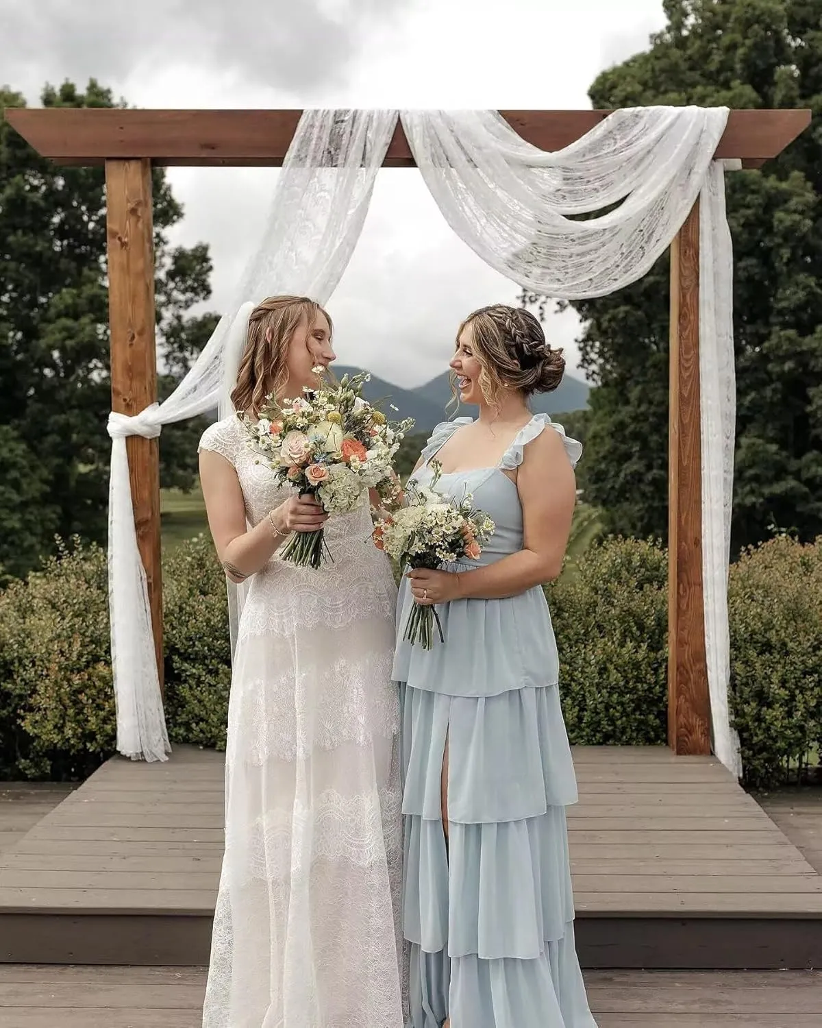 Tiered Ruffles Bridesmaid Dresses with Slit for Women 2025 Chiffon Formal Evening Party Dresses KN032