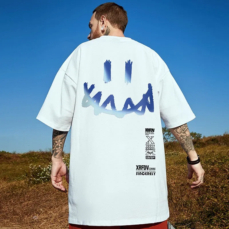 Trendy short-sleeved t-shirts men's smiling face unisex couple