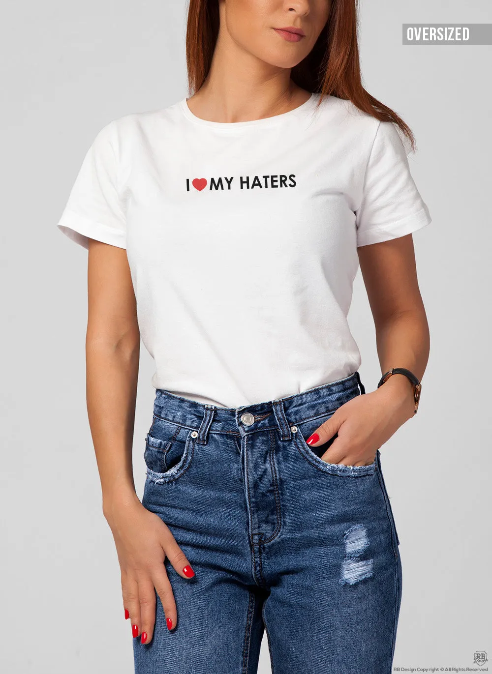 Trendy Women's T-shirt " I Love My Haters" WTD08