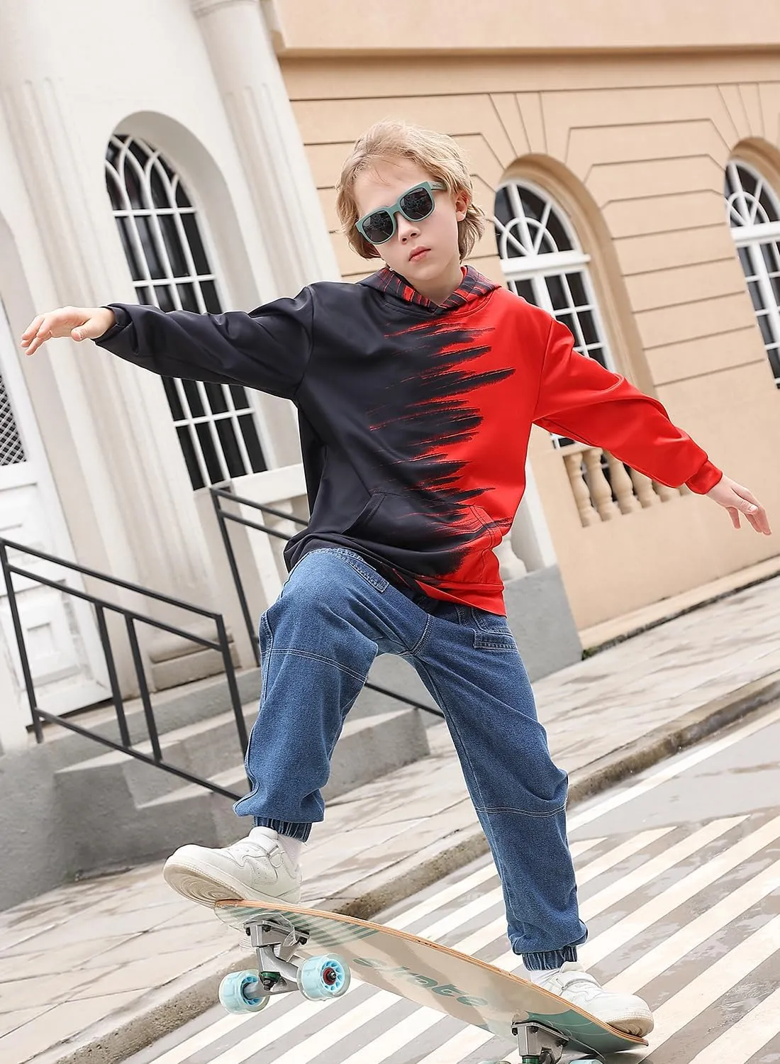 uideazone Boys Hoodies for Kids 3D Graphic Printed Hooded Sweatshirt Pullover Hoody with Pockets 6-16 Years