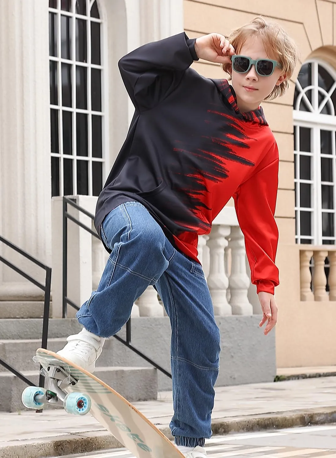 uideazone Boys Hoodies for Kids 3D Graphic Printed Hooded Sweatshirt Pullover Hoody with Pockets 6-16 Years