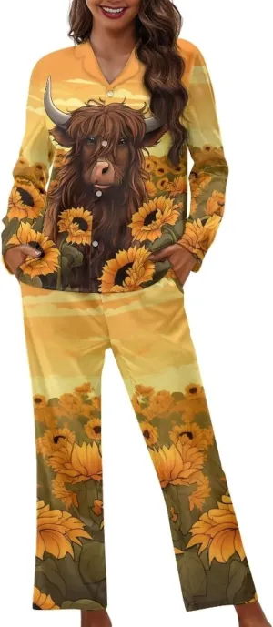 Upetstory Button Down Pajamas Sets for Women Sleepwear Long Sleeve Loungewear