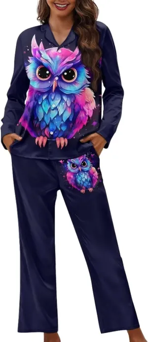 Upetstory Button Down Pajamas Sets for Women Sleepwear Long Sleeve Loungewear