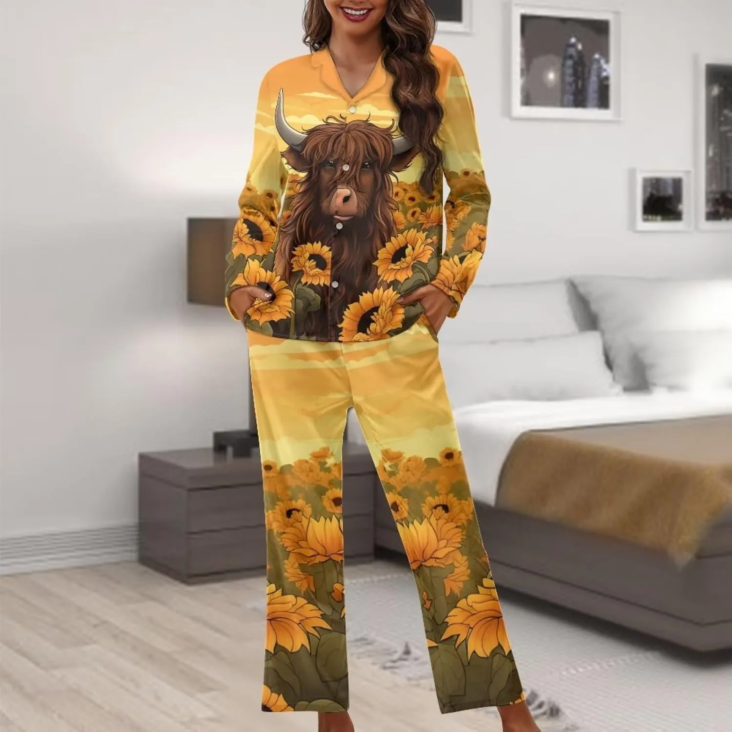 Upetstory Button Down Pajamas Sets for Women Sleepwear Long Sleeve Loungewear
