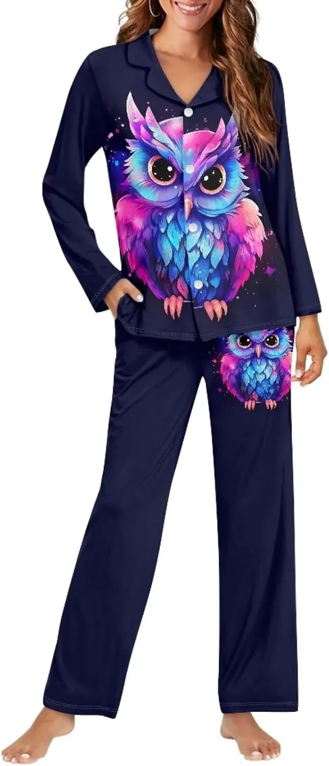 Upetstory Button Down Pajamas Sets for Women Sleepwear Long Sleeve Loungewear