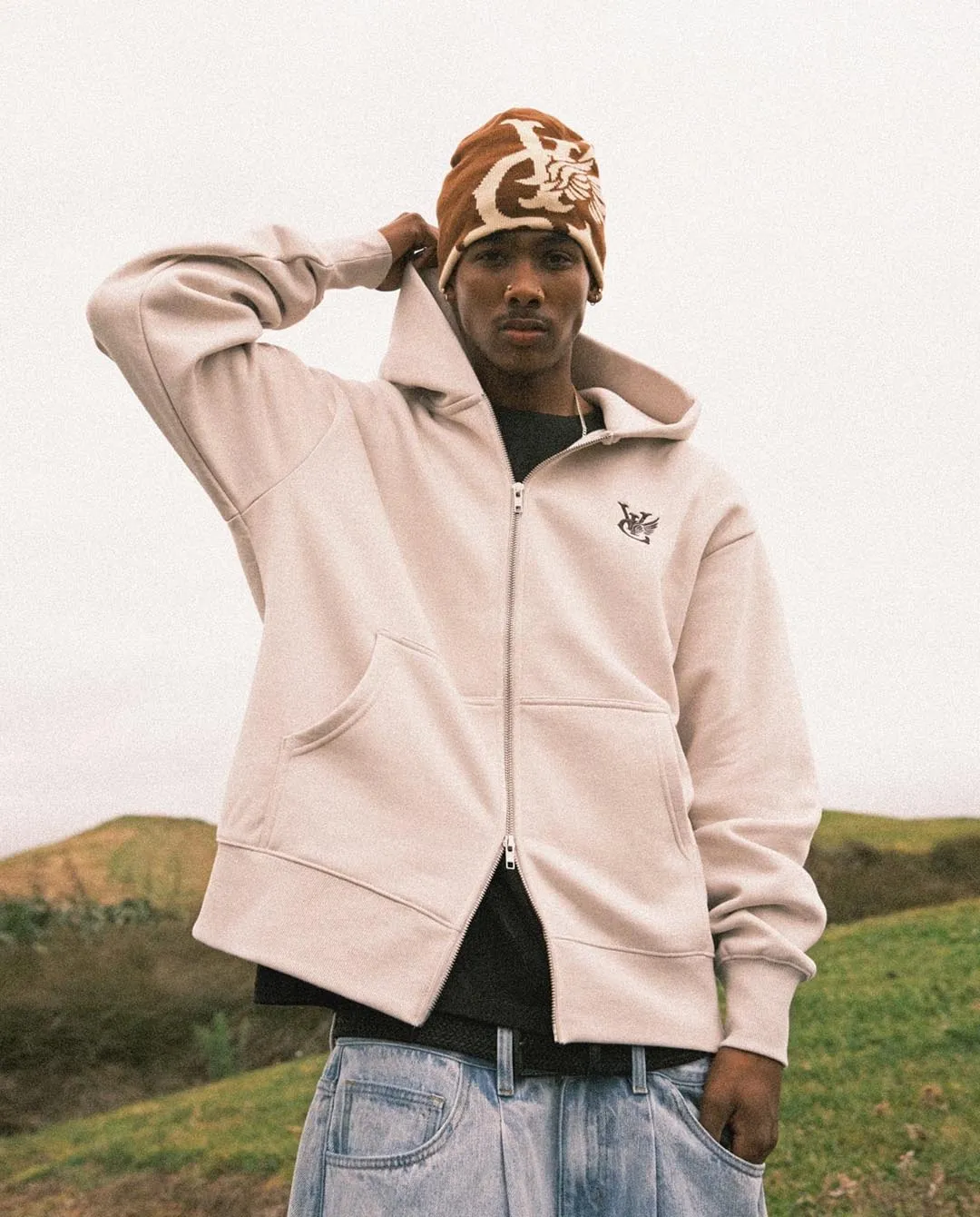 Vic - Heavyweight Zip Hood - Bone