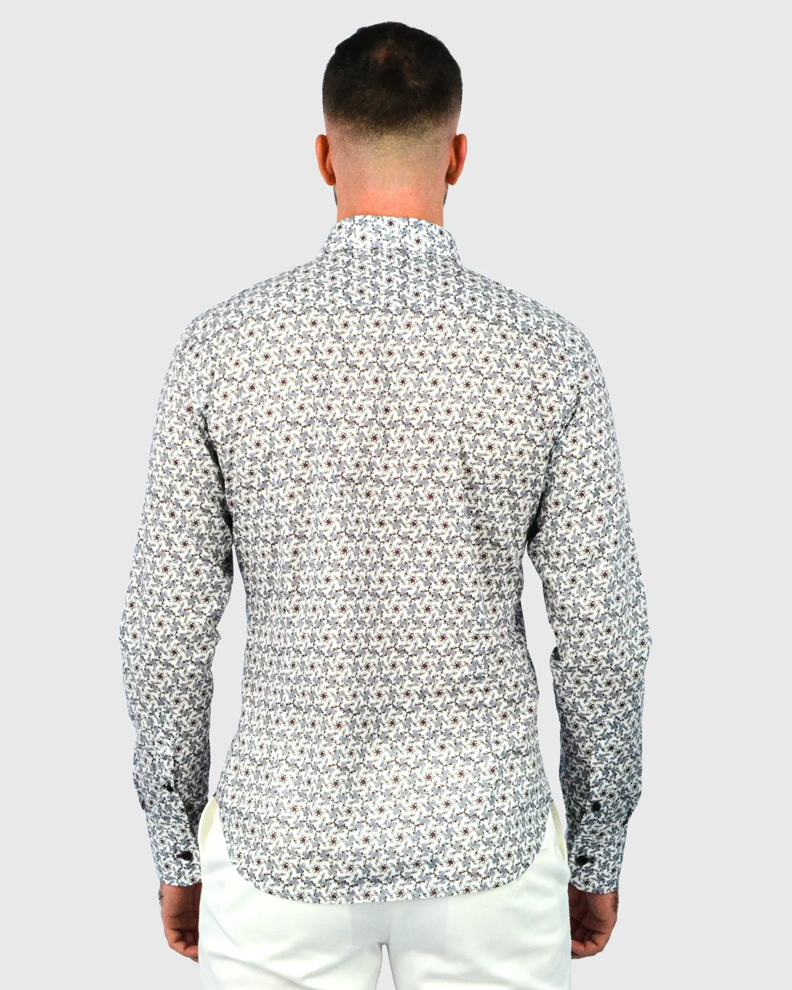 VINCENT & FRANKS W2303632108C CHOCOLATE LIBERTY PRINT SLIM SC SHIRT