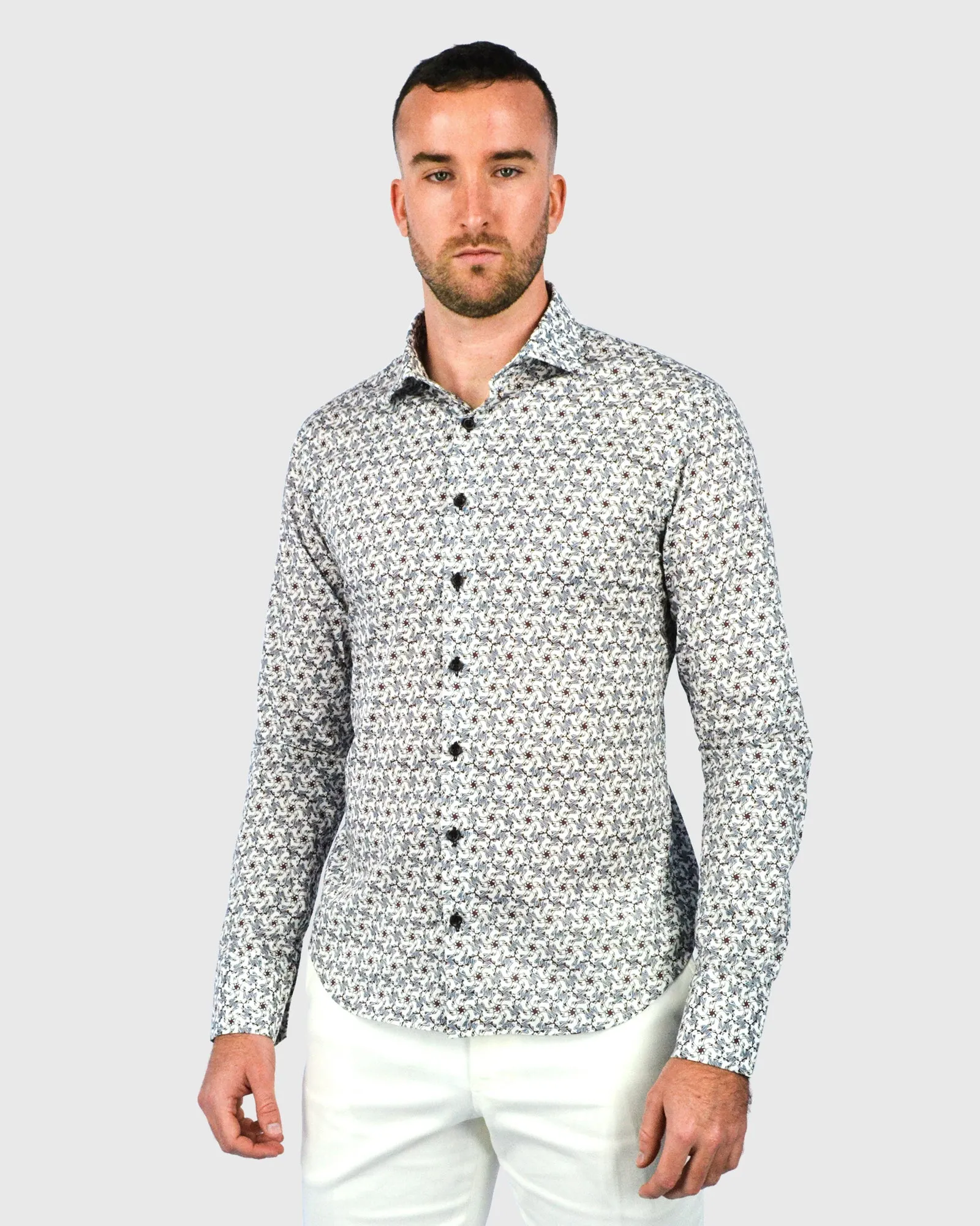 VINCENT & FRANKS W2303632108C CHOCOLATE LIBERTY PRINT SLIM SC SHIRT