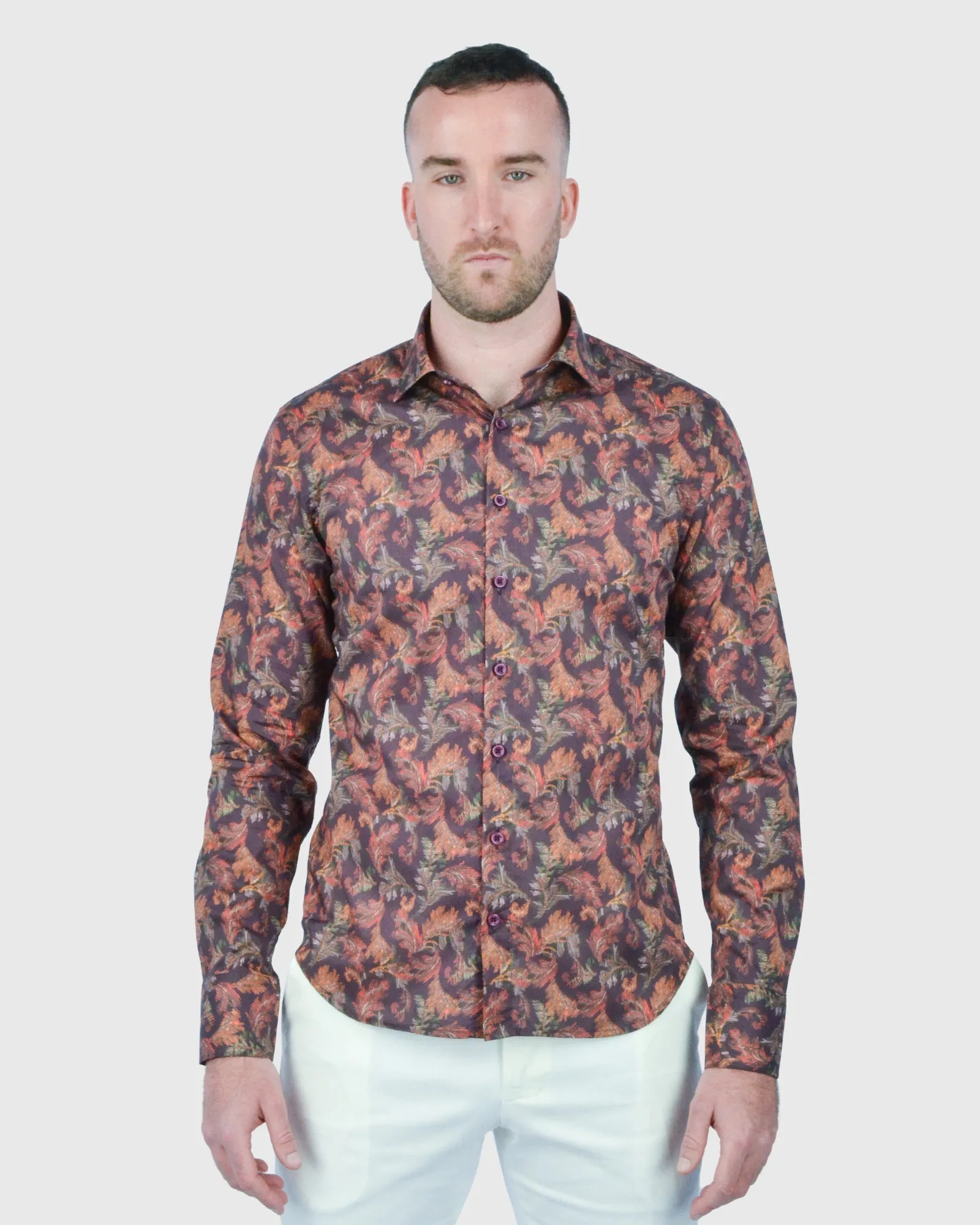 VINCENT & FRANKS W2303632207C WINE LIBERTY PRINT SLIM SC SHIRT