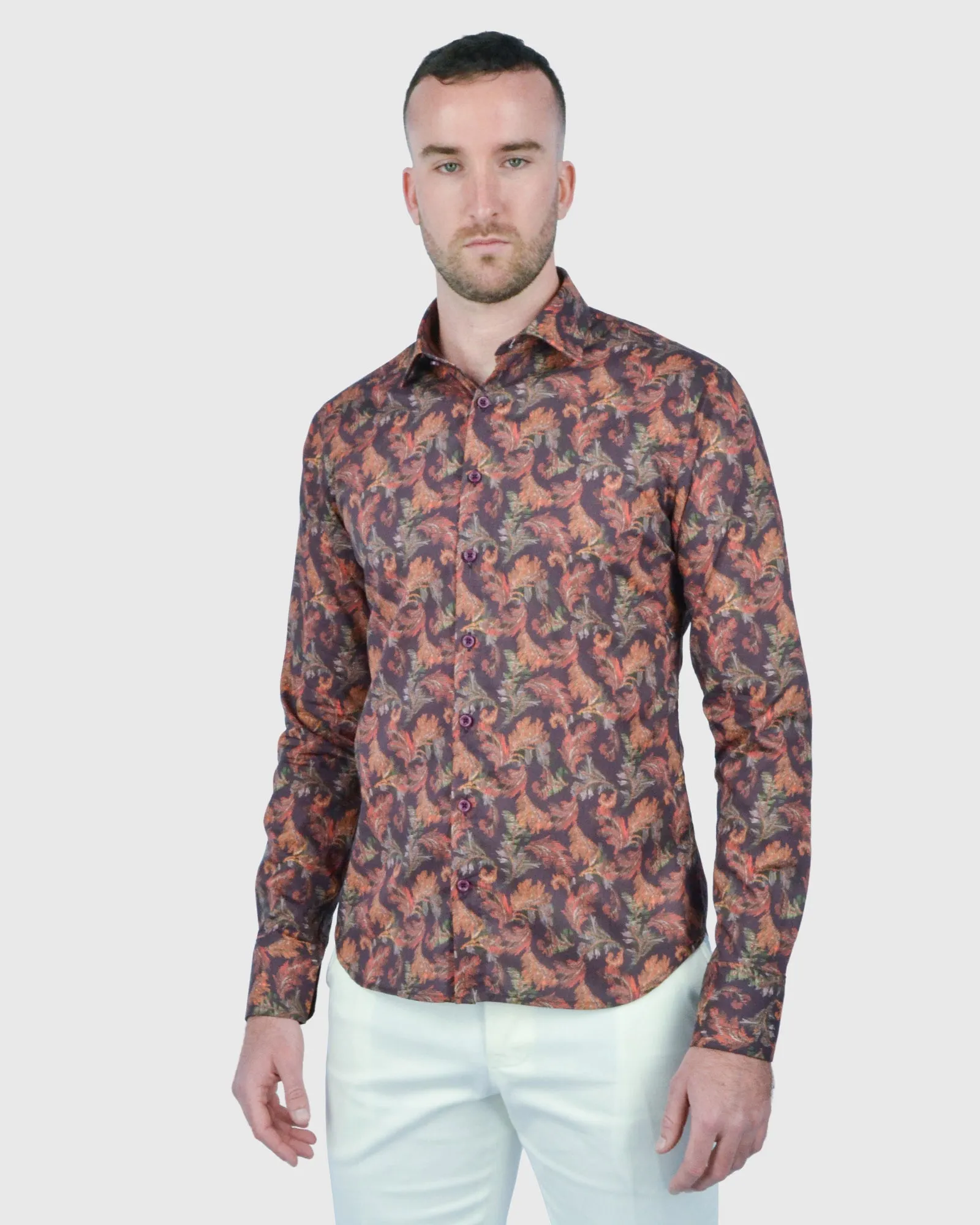 VINCENT & FRANKS W2303632207C WINE LIBERTY PRINT SLIM SC SHIRT