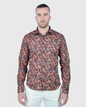 VINCENT & FRANKS W2303632207C WINE LIBERTY PRINT SLIM SC SHIRT