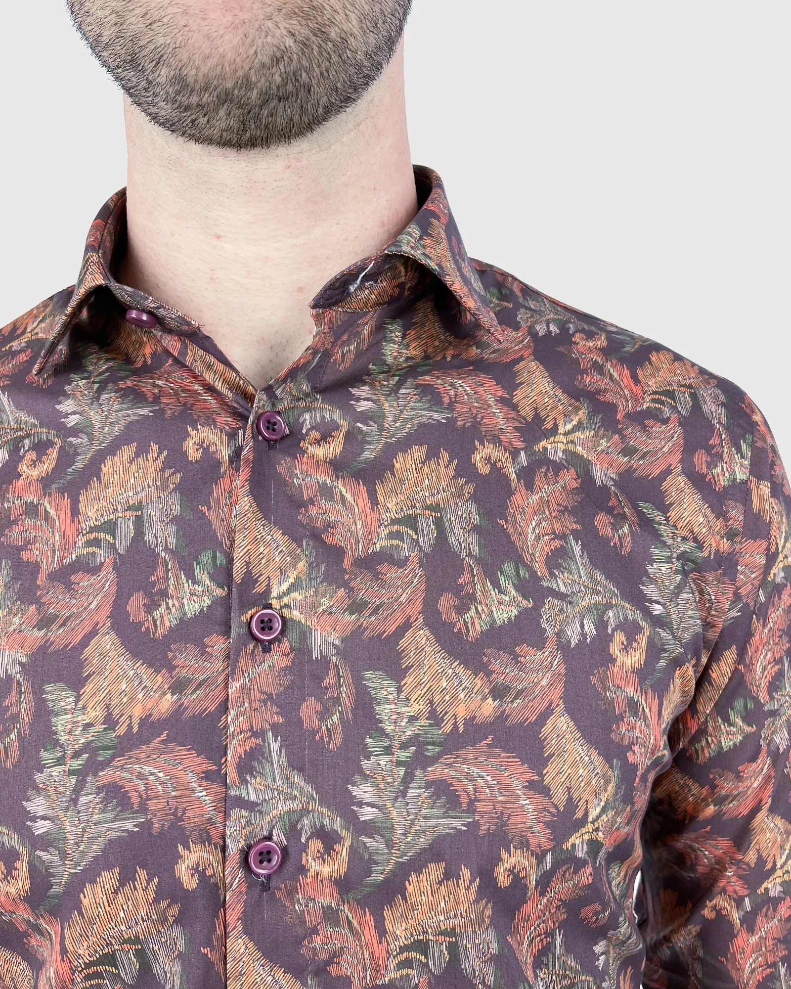 VINCENT & FRANKS W2303632207C WINE LIBERTY PRINT SLIM SC SHIRT