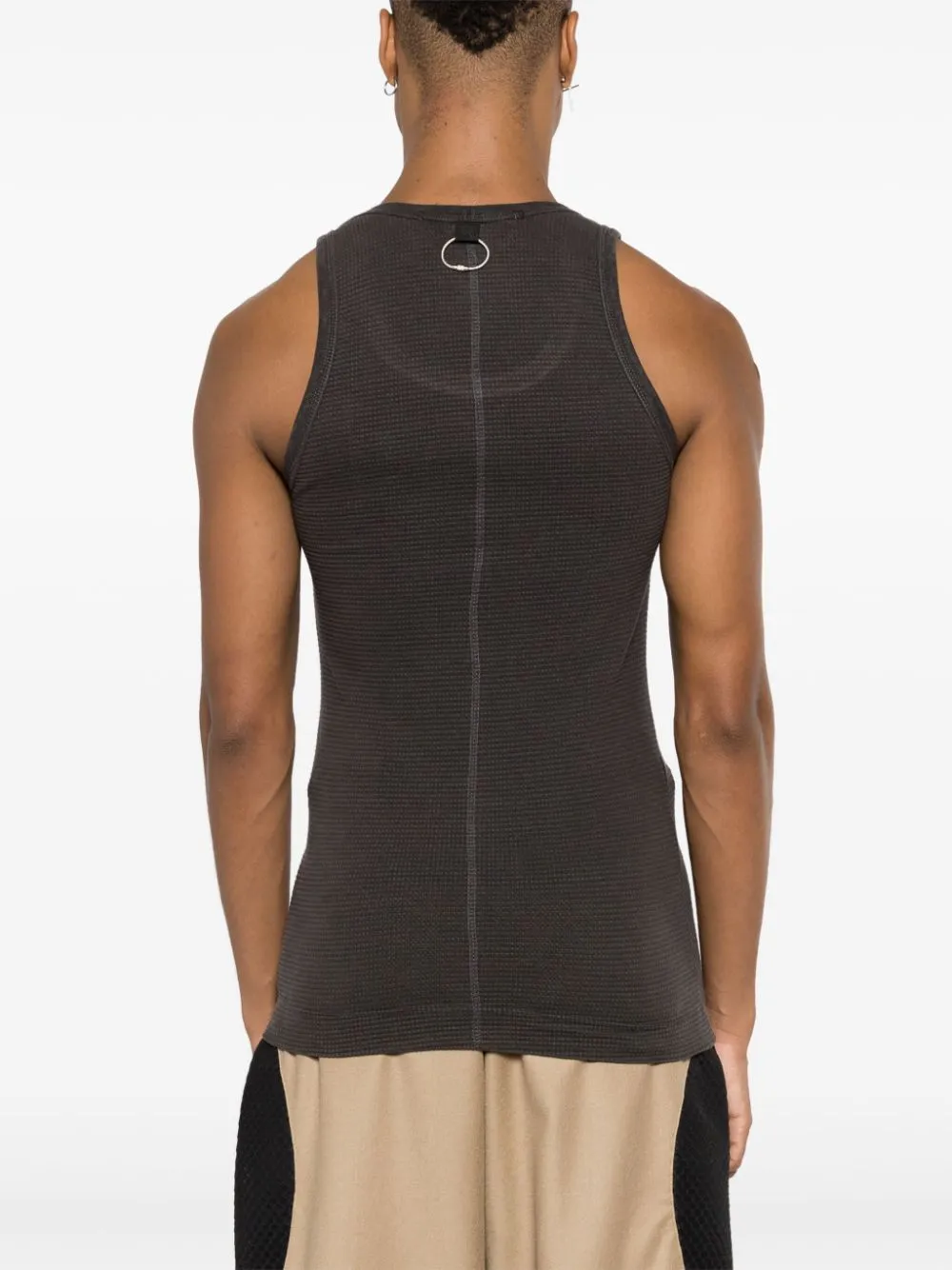 waffle-effect cotton tank top