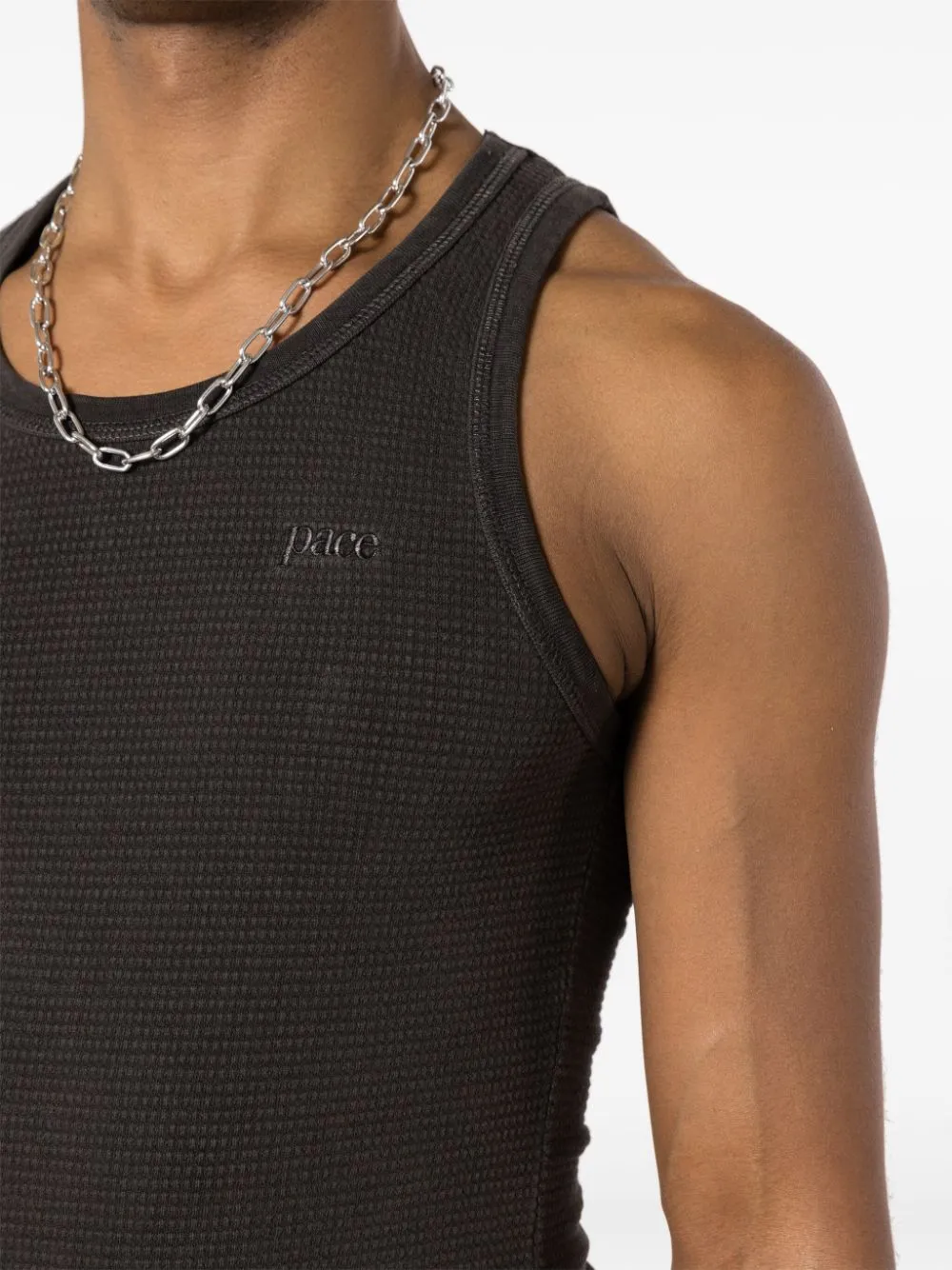 waffle-effect cotton tank top