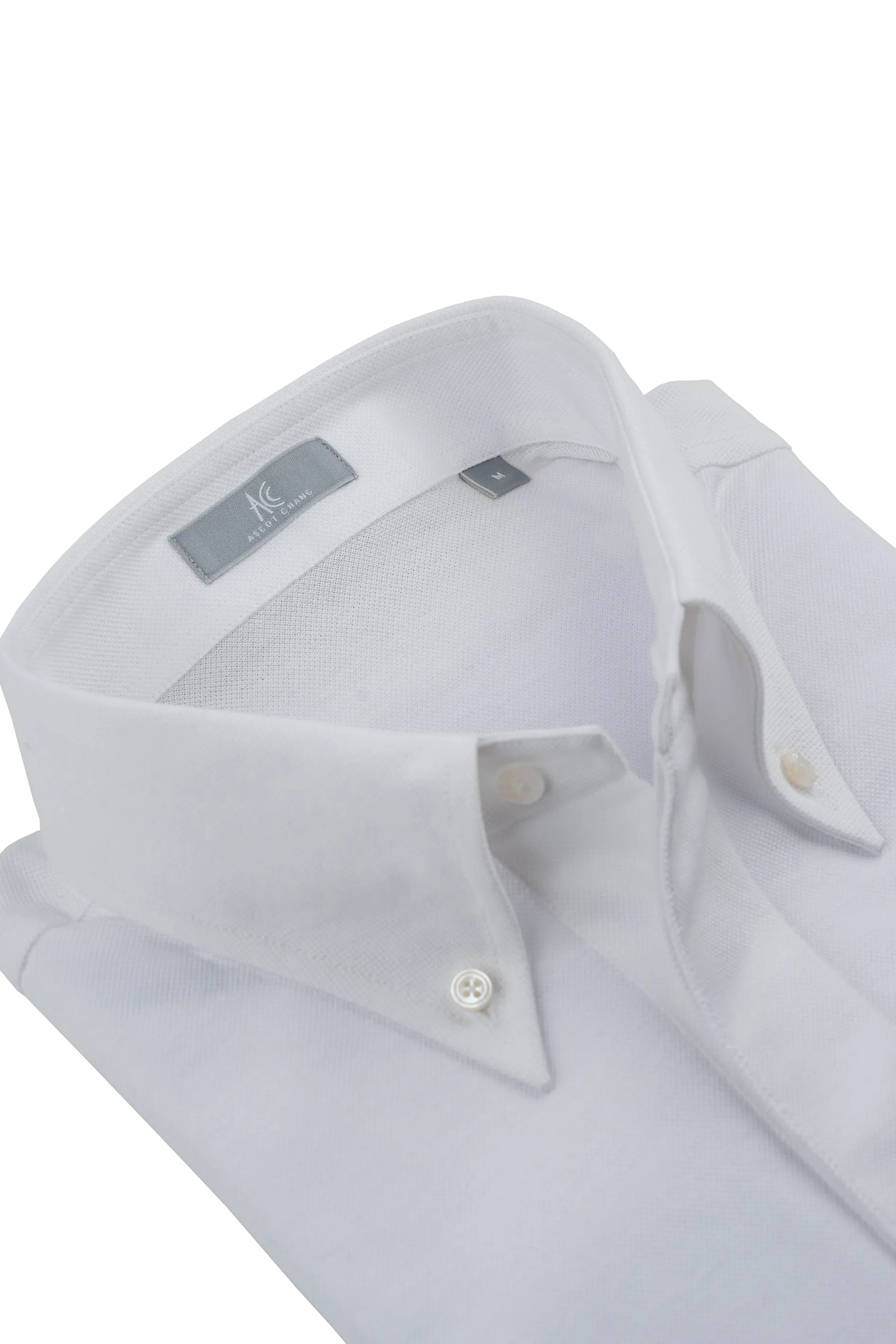 White Button Down Collar Polo - Short Sleeve Davis Fit (Slim)