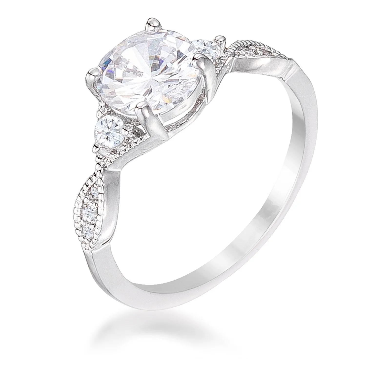 WildKlass 1.45Ct Rhodium Plated Classic Vine Engagement Ring