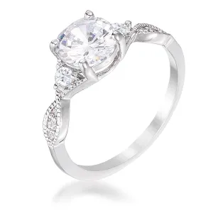 WildKlass 1.45Ct Rhodium Plated Classic Vine Engagement Ring
