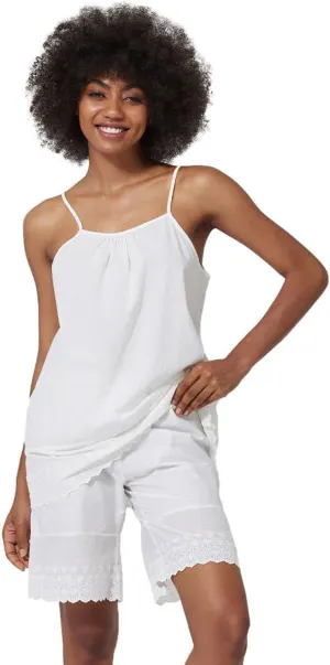 Women Camisole with Cotton Pettipants for Under Dress Victorian Pajama SetsIvory,M
