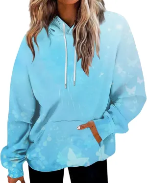 Women Fashion Tie Dye Sweatshirts Long Sleeve Hoodies Loose Oversized Pullover Casual Fall Winter Hoodies With Pocket