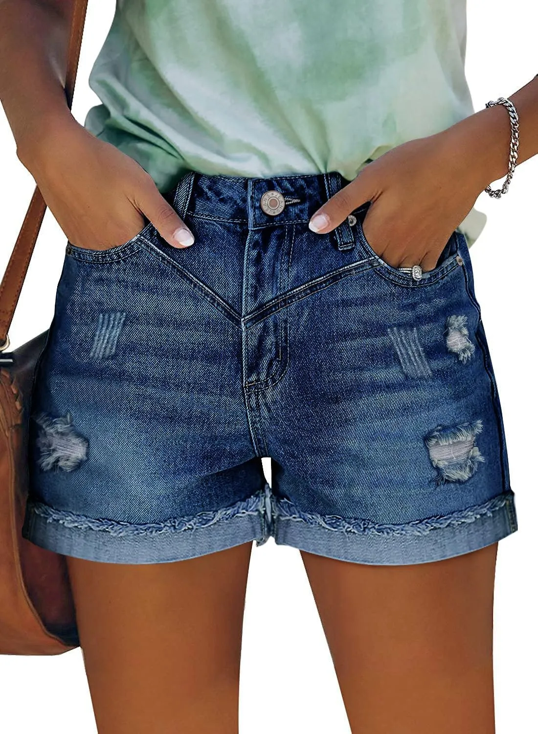 Women High Rise Casual Denim Shorts