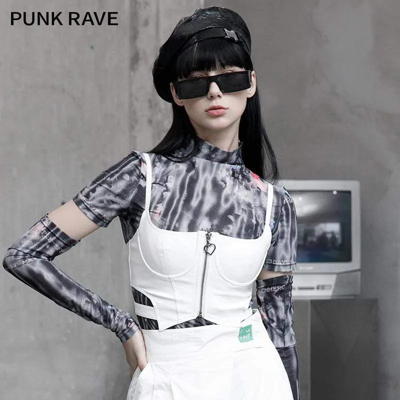 Women's Grunge Front Zip Slip Faux Leather Vests