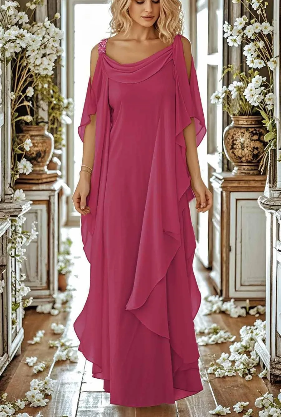 Women's Mother of The Bride Dresses 2025 Long Chiffon Plus Size A Line Formal Dress Wedding Guest Evening Gowns