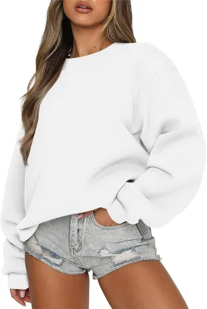 Womens Sweatshirt Oversized Crewneck Sweatshirts Trendy Casual Long Sleeve Fleece Pullover Hoodies Fall Clothes 2024