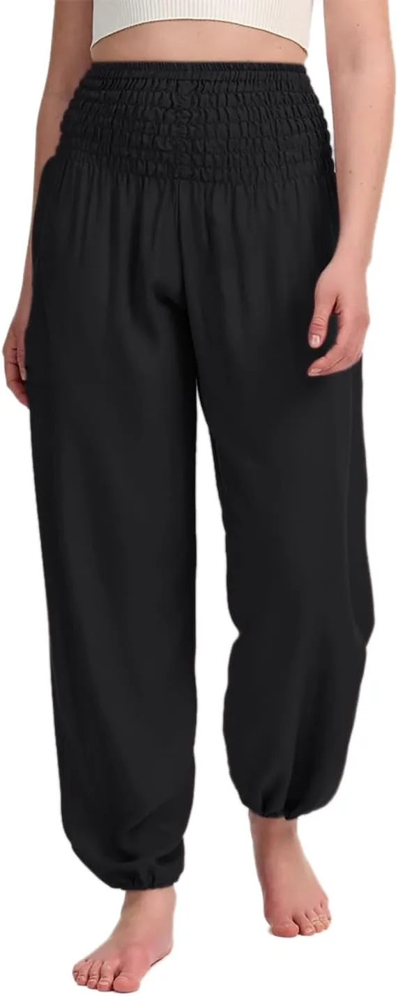 Womens Yoga Harem Baggy Pants High Waisted with Pocket Fitness Trousers Cotton Loose Workout Sweatpants
