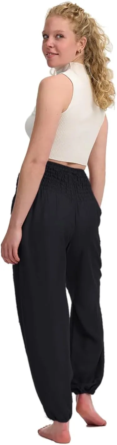 Womens Yoga Harem Baggy Pants High Waisted with Pocket Fitness Trousers Cotton Loose Workout Sweatpants