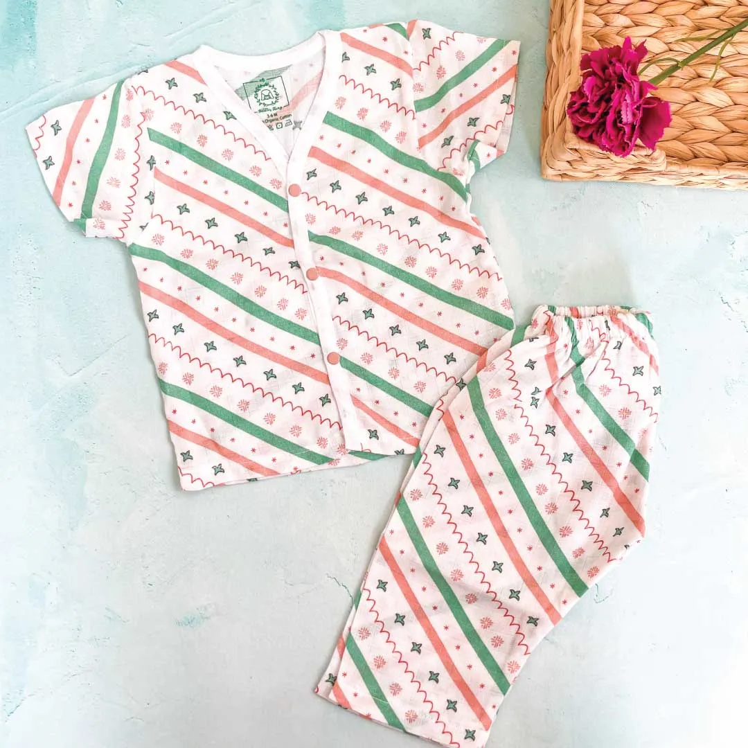Wood Stripes - Muslin Sleep Suit for babies and kids (Unisex)