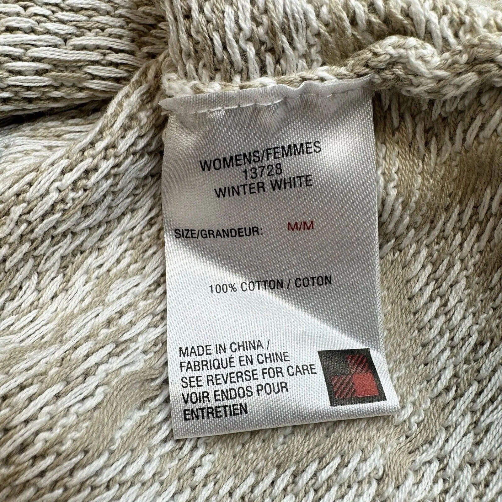 Woolrich Nordic Fair Isle Sweater Sz Medium Beige/White Cowl Cinch Neck Top EUC