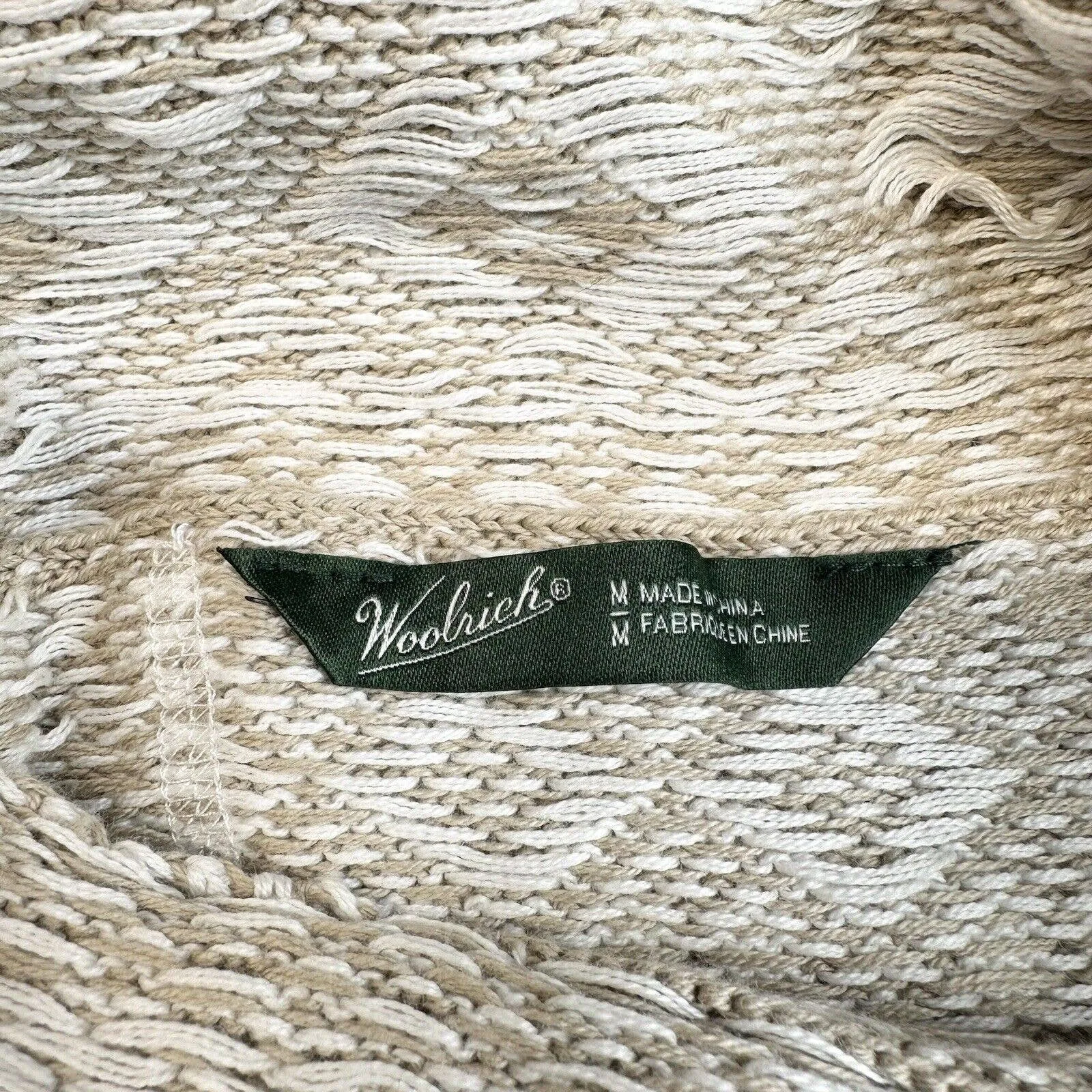 Woolrich Nordic Fair Isle Sweater Sz Medium Beige/White Cowl Cinch Neck Top EUC