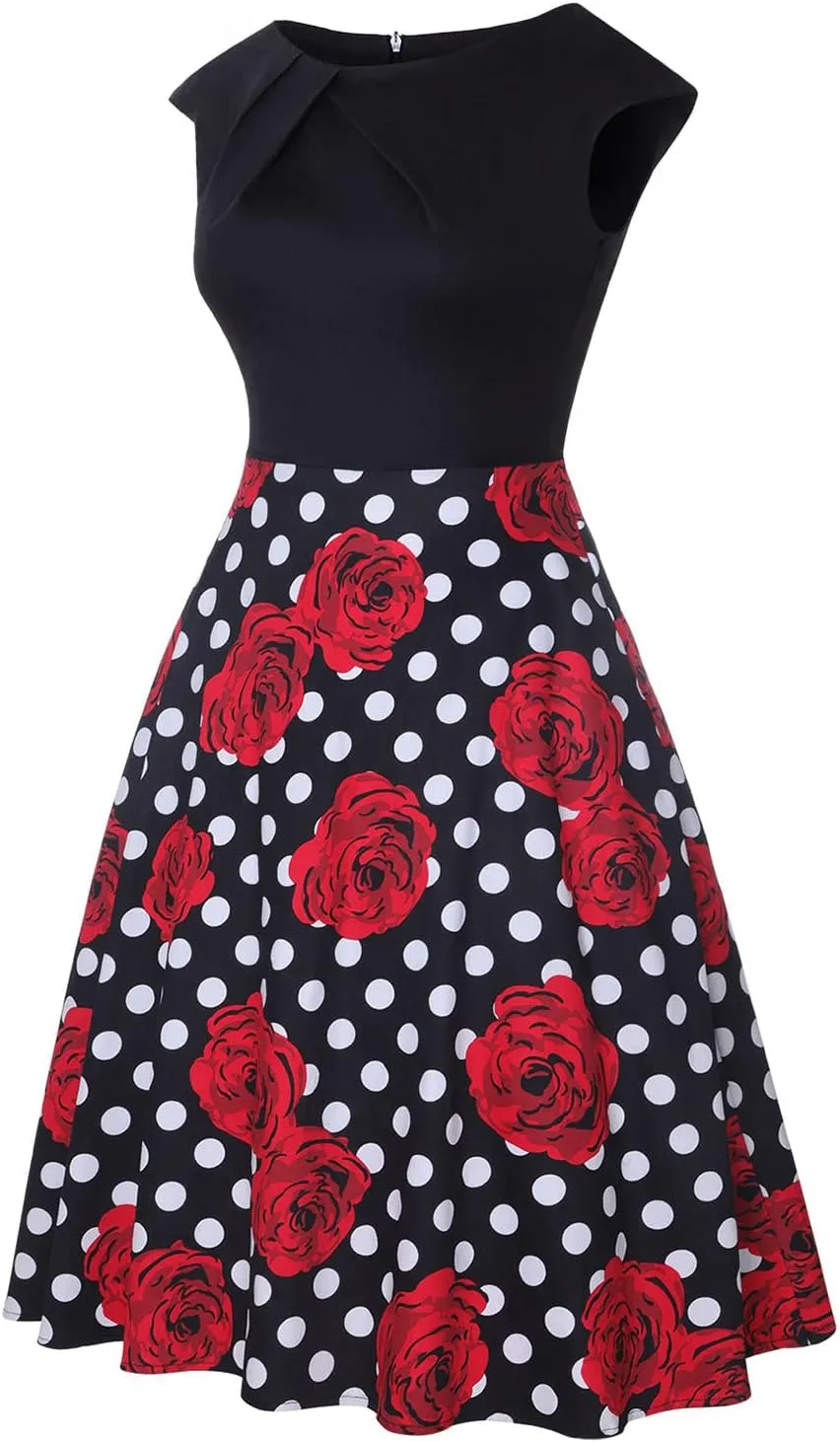 XOWRTE Summer Cocktail Dresses for Women 2023, Women's Short Sleeve Crew Neck A-Line Midi Dresses Swing Party Long Dresses